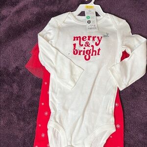Merry & Bright White and Red Kids One Piece